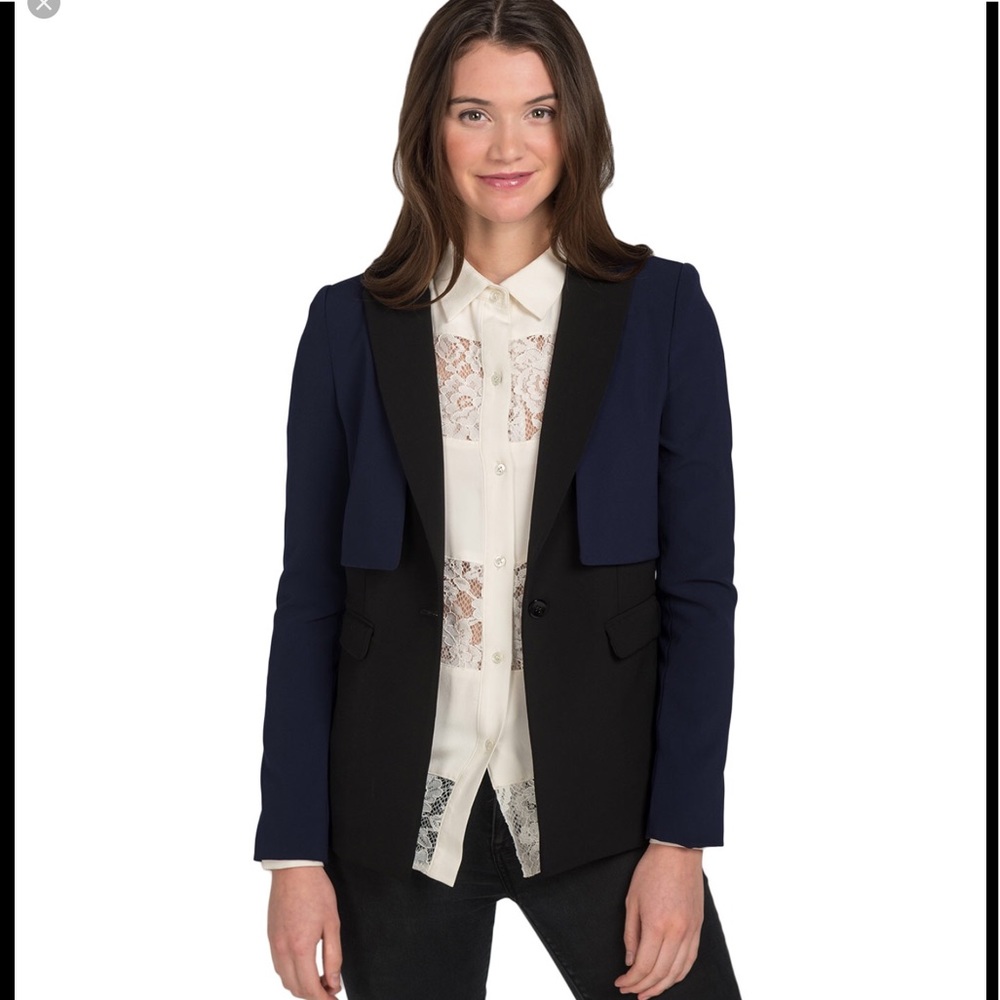 Badgley mischka crepe combo blazer Sz 2 NWT